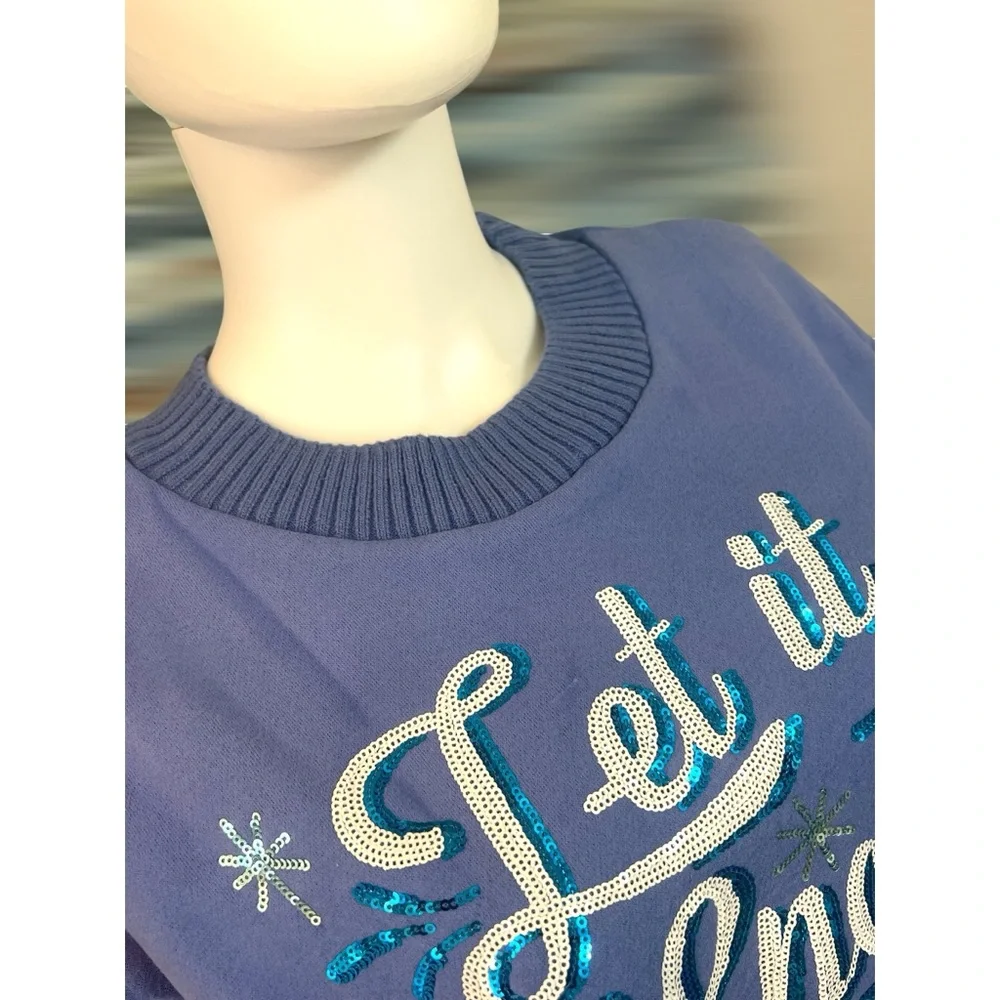 PEACH LOVE CALIFORNIA Let it snow sequin pull over S M L - Picture 4 of 7